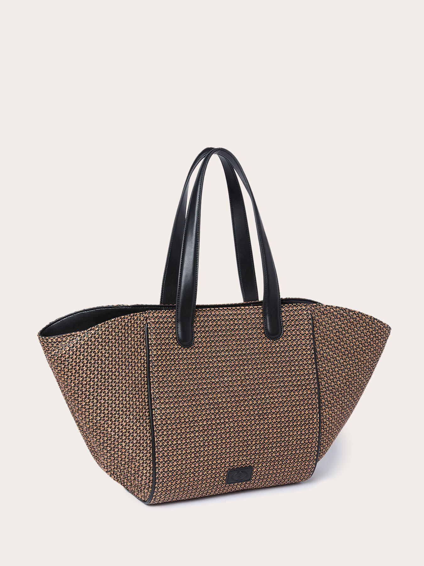 Shopping bag woven armure cloth effect with handles image number 3