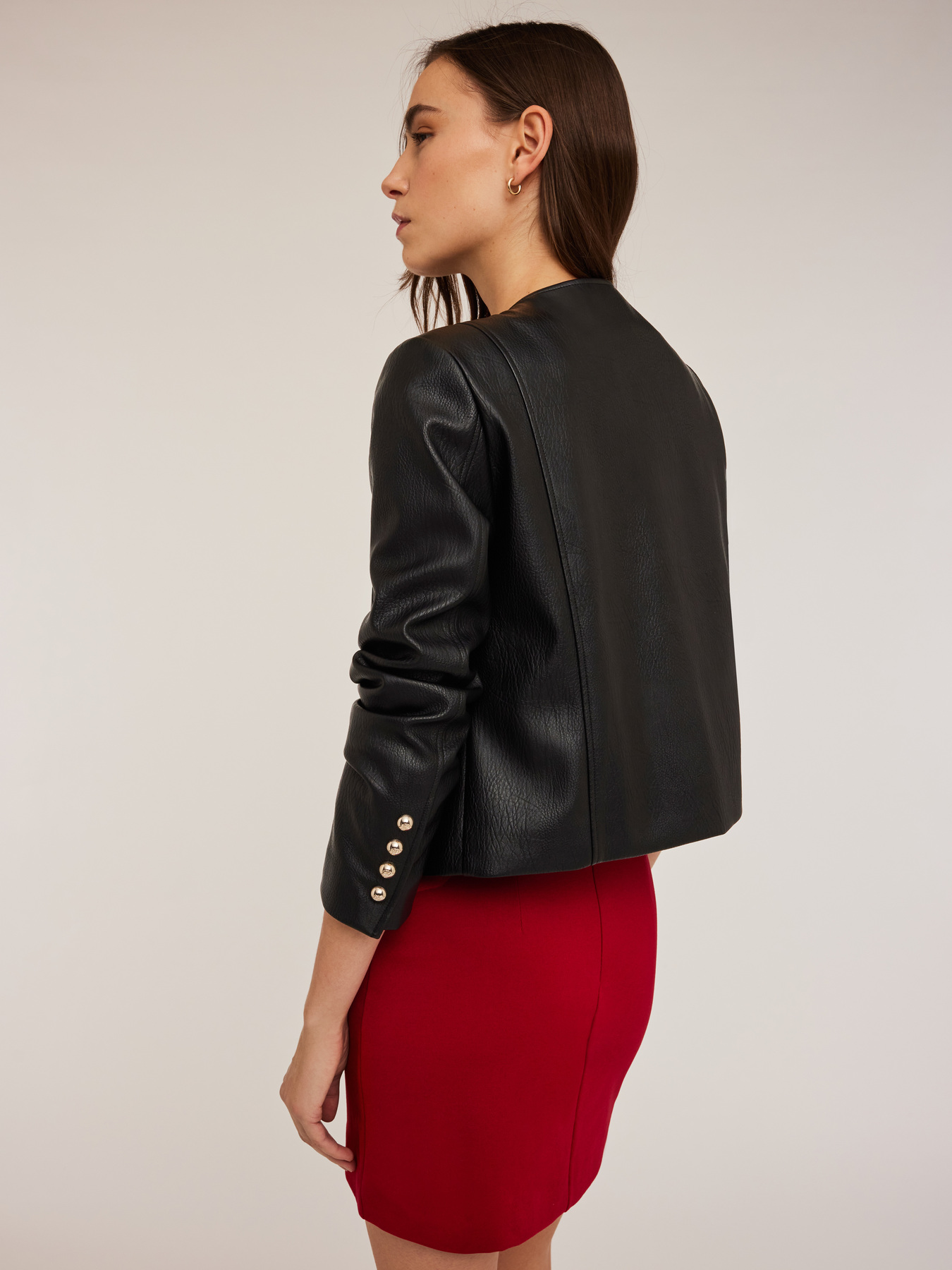 Giacca senza colletto in tessuto spalmato image number 1