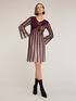 Pleated effect lurex knit striped dress image number 0