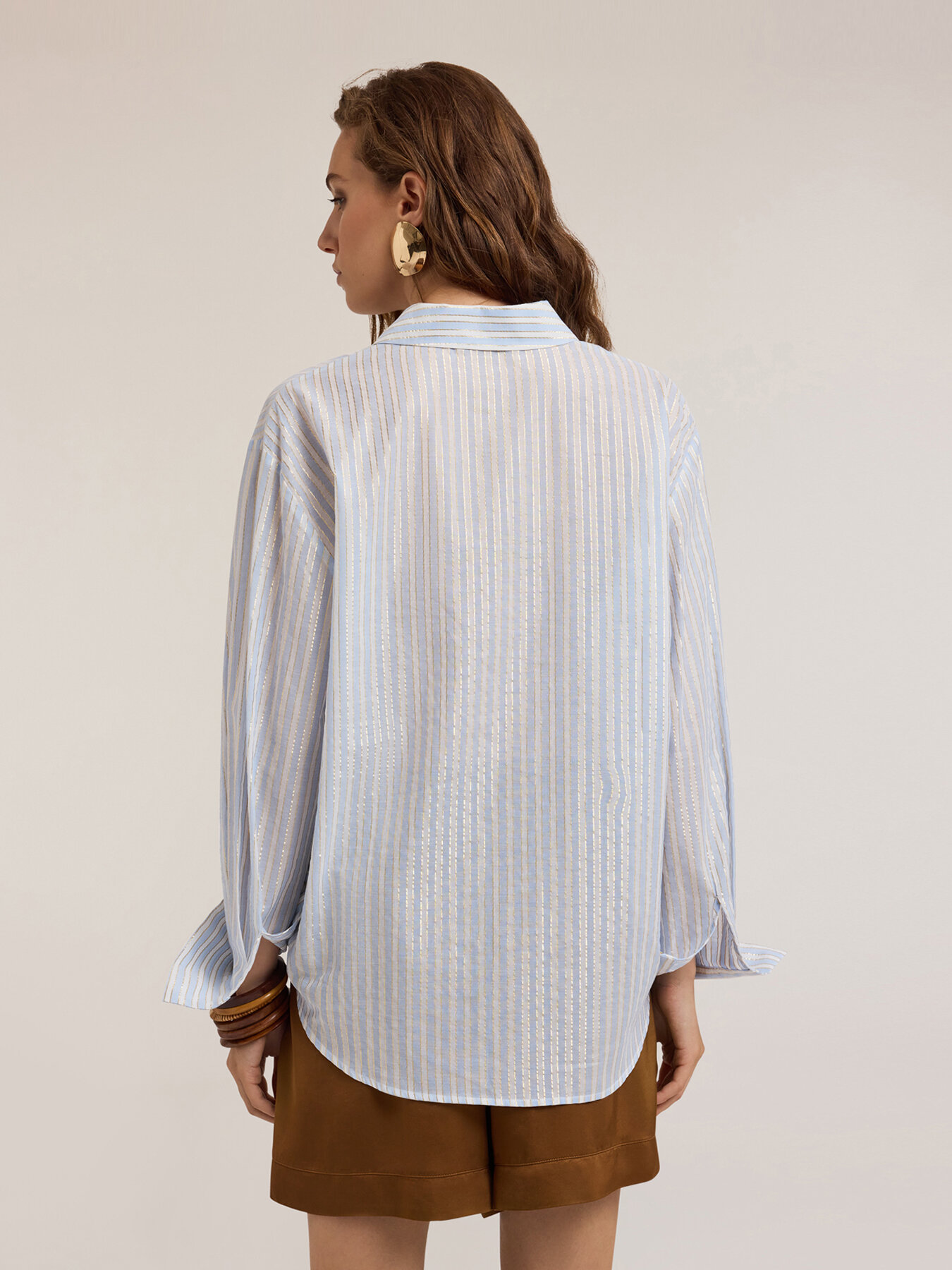 Loose-fit shirt with lurex stripes image number 1