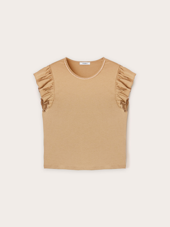 T-shirt with jewelled neckline