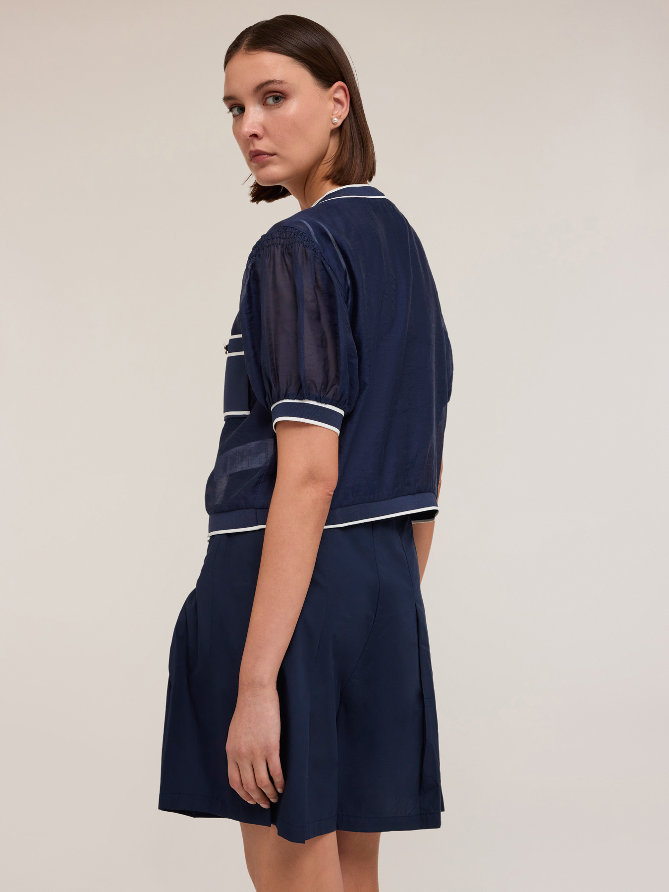 Camicia misto lyocell con bordi a coste image number 1