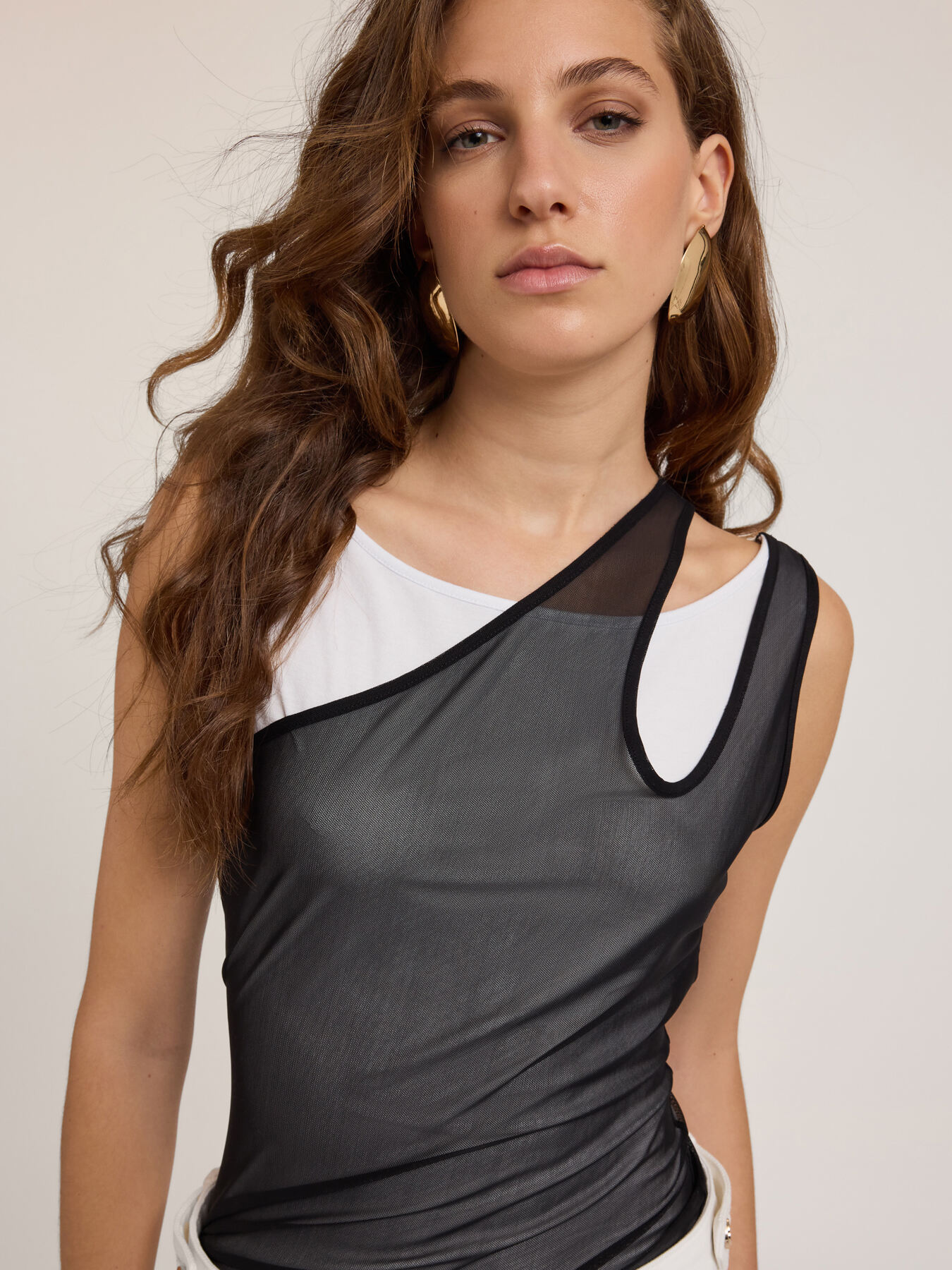 Jersey-Oberteil mit Top aus T&uuml;ll image number 3