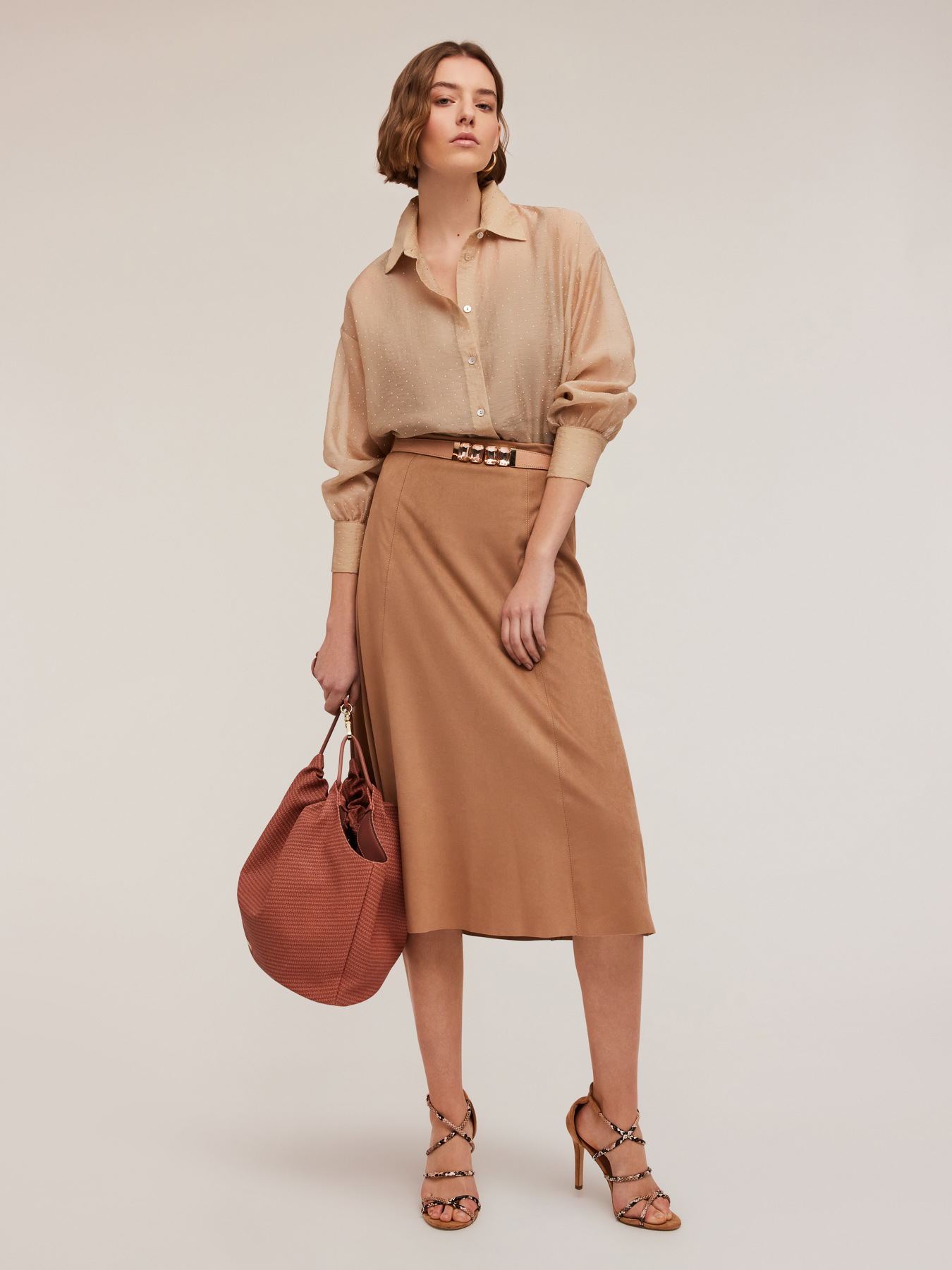 Camicia misto lyocell con piccole borchie image number 3