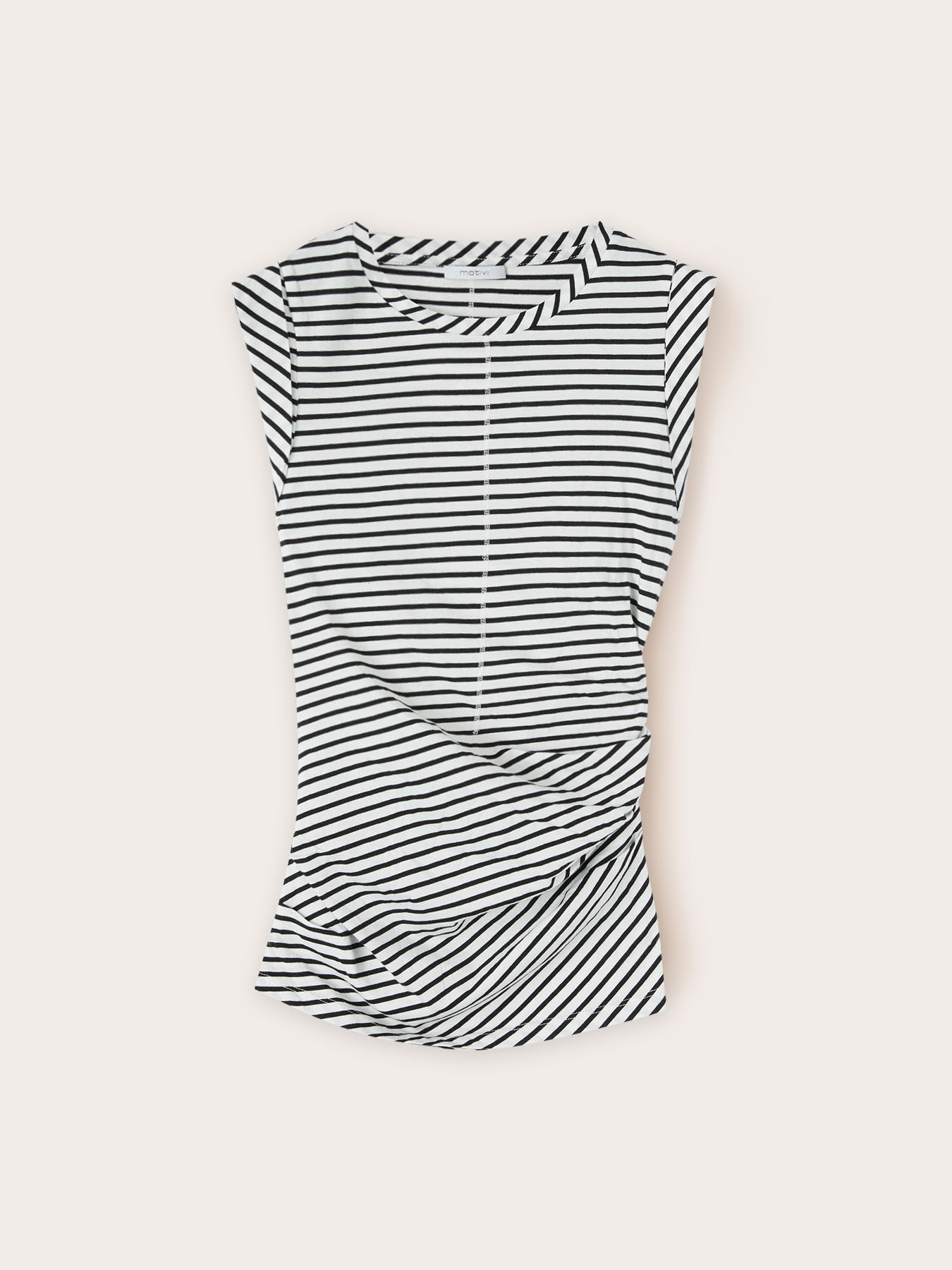 Sleeveless striped top with pleats image number 4
