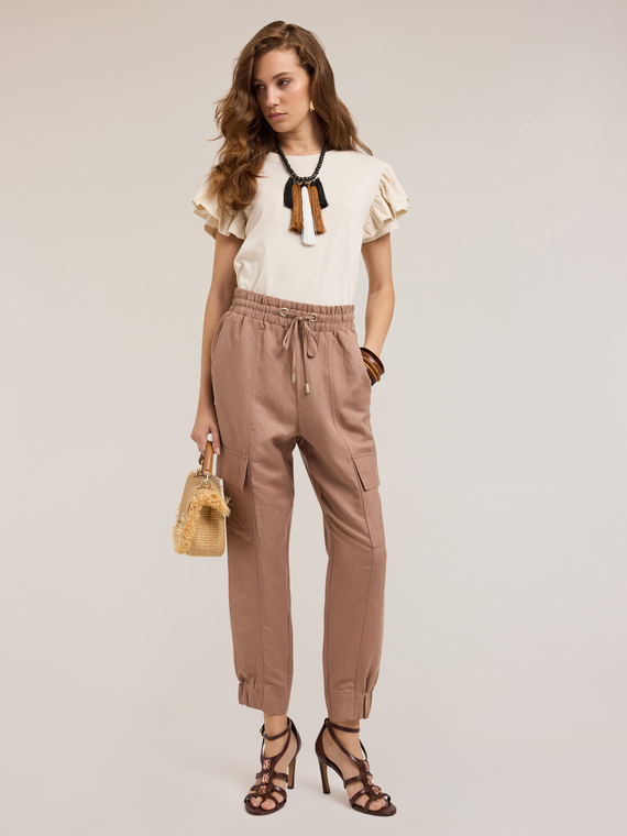 Joggers cargo misto lino