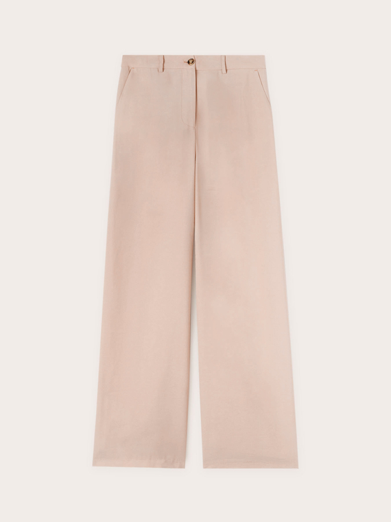 Pantalon large en tissu fluide de viscose m&eacute;lang&eacute;e