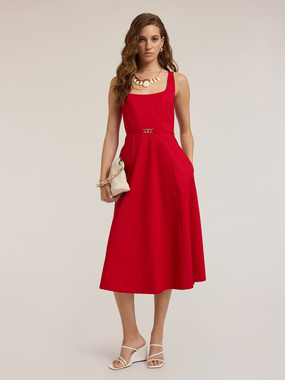 Vestito midi in popeline