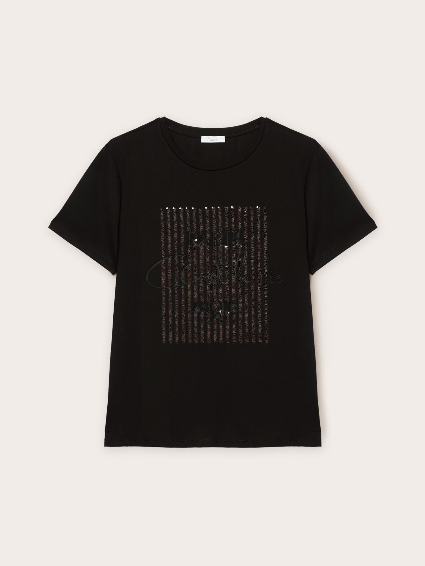 T-shirt with sequins and embroidered lettering image number 4