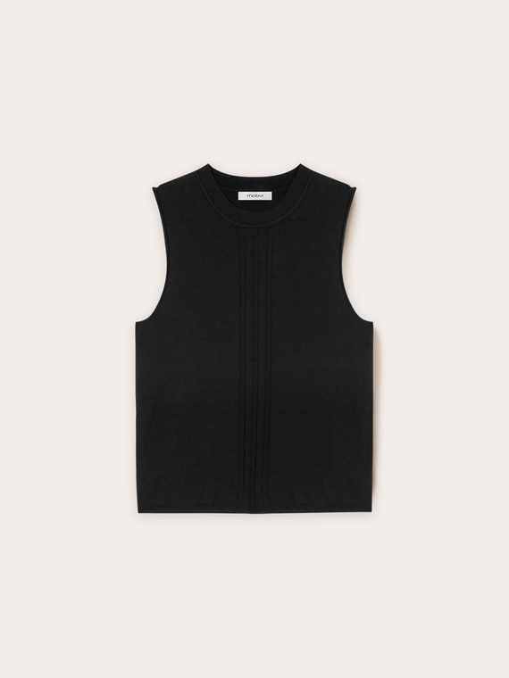 Top in maglia con motivo a coste