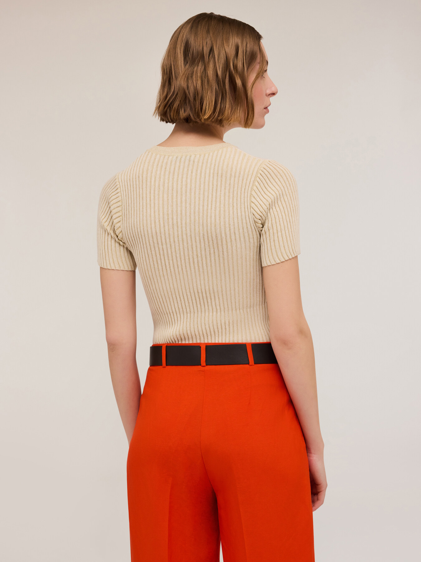 Gerippter Lurex-Pullover mit eingearbeitetem Muster image number 1