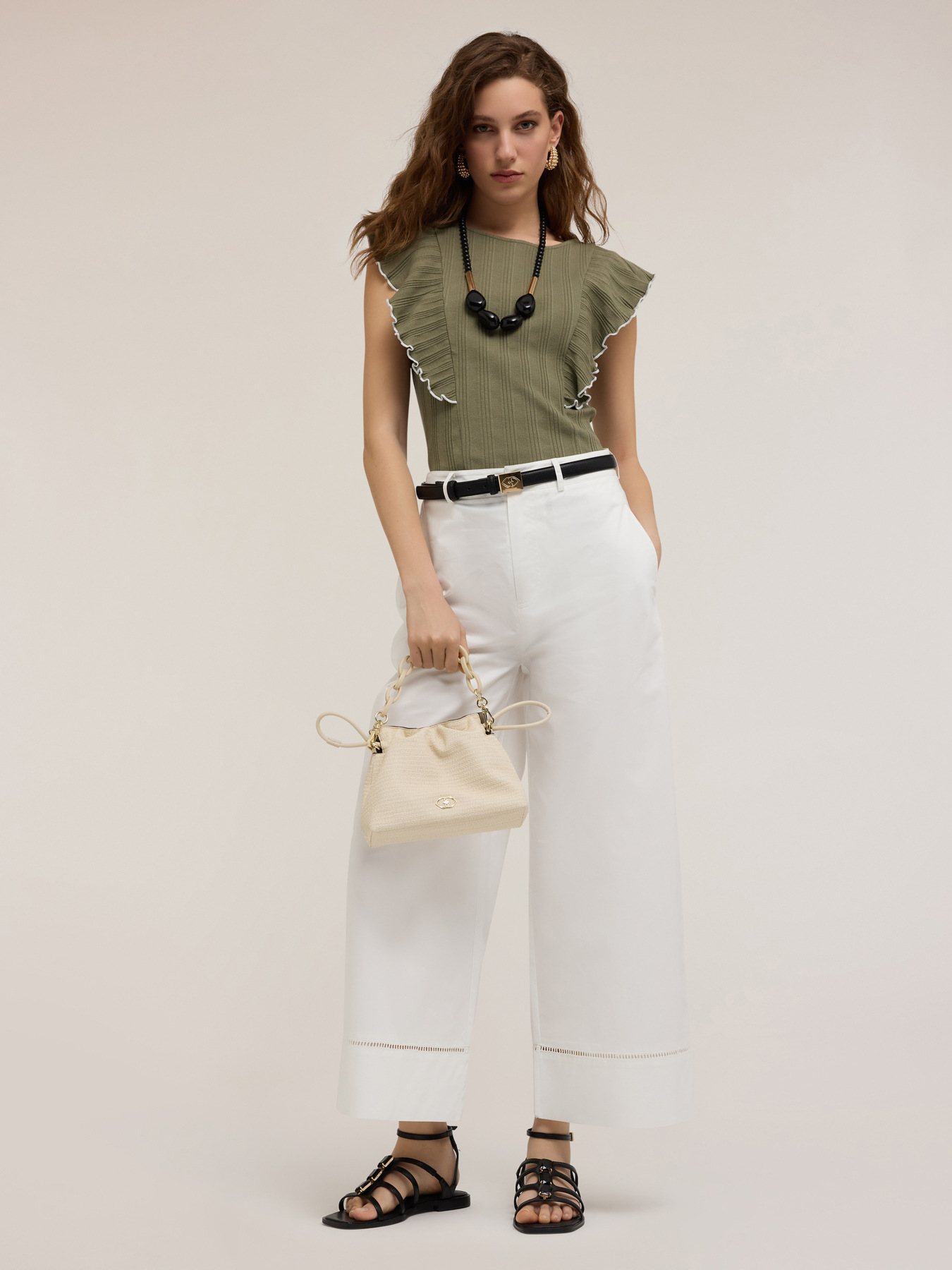 Ribbed sweater with ruching image number 0