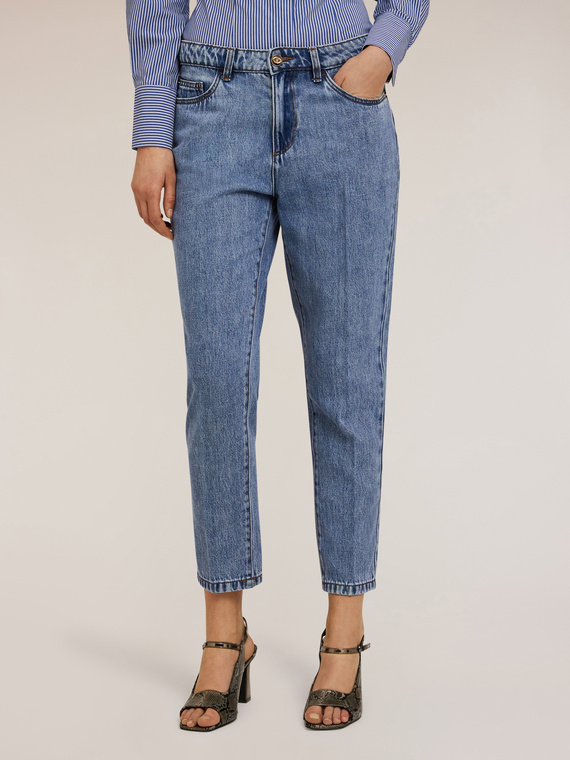 Jeans con piega stirata misto lyocell