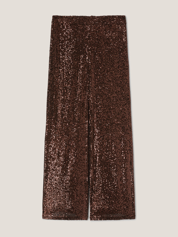 Pantalon large enti&egrave;rement recouvert de paillettes