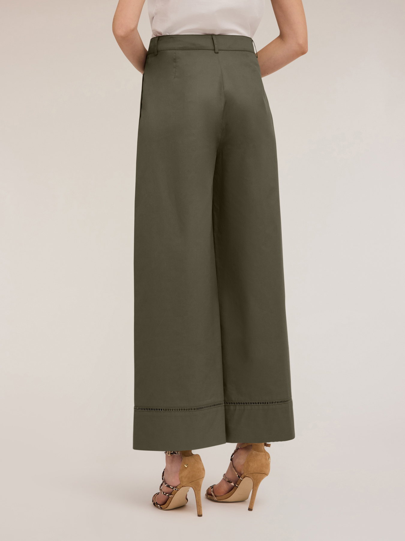 Pantalones wide con detalle ajour&eacute; image number 1