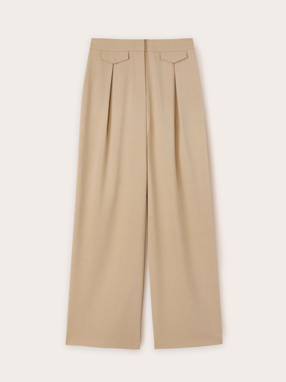 Palazzo trousers with pleats and pocket design