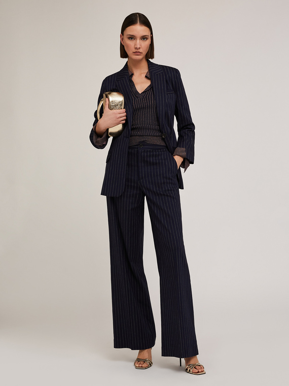 Pantaloni palazzo fantasia gessata