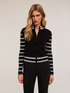 Cardigan in maglia a righe con zip image number 0