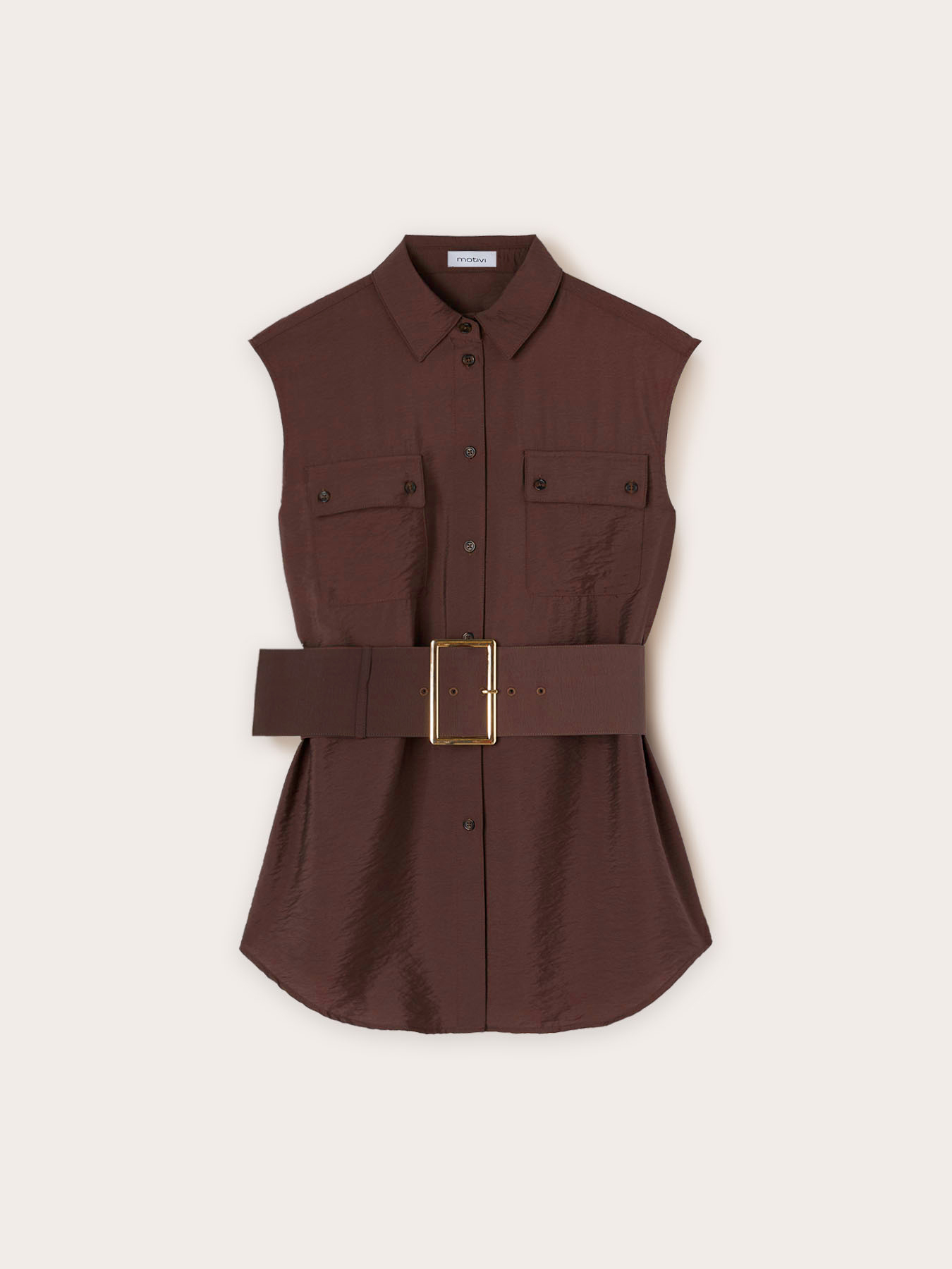 Sleeveless shirt with belt image number 4