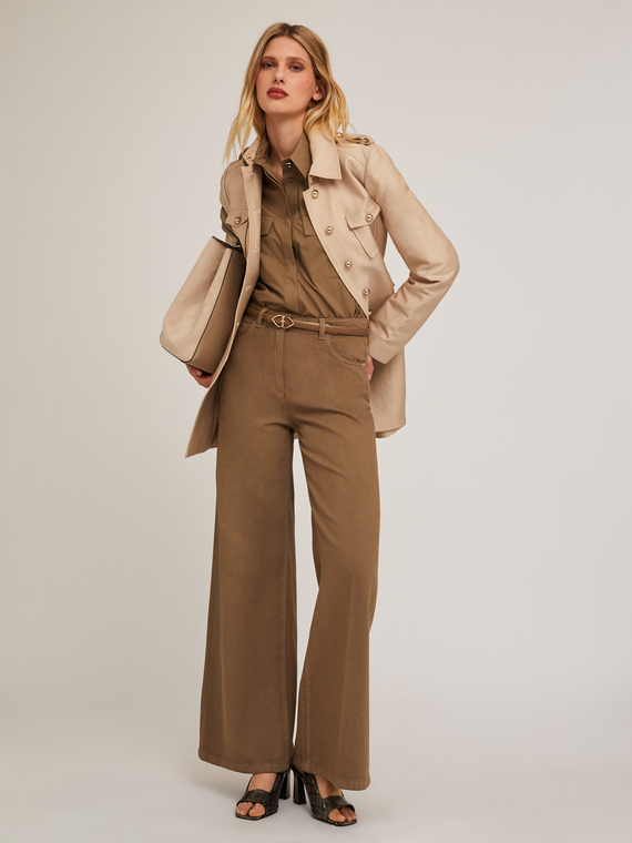 Wide cotton drill trousers