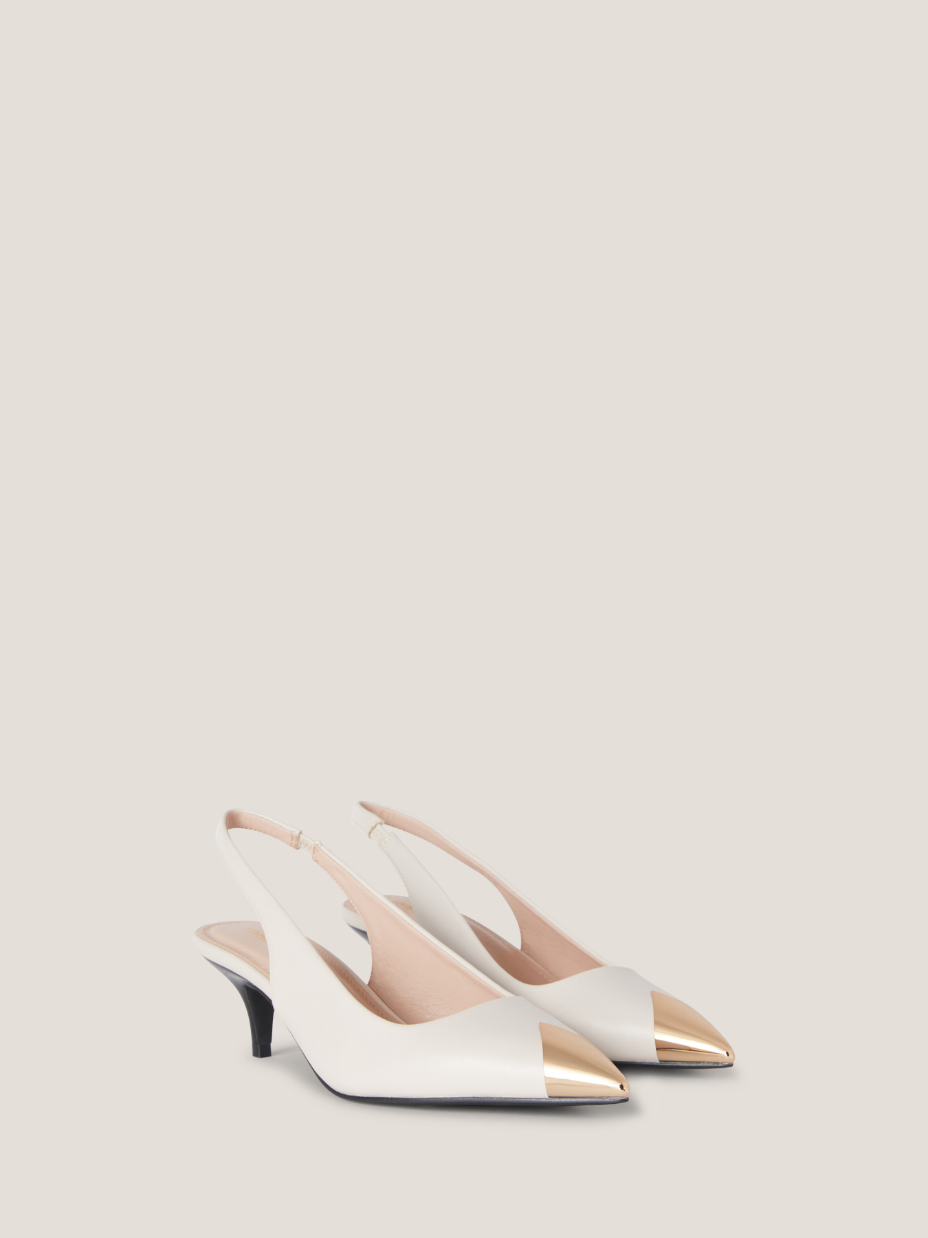 Slingback court shoes with light gold metal detail image number 1