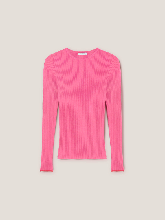 Ripppullover mit rundem Ausschnitt