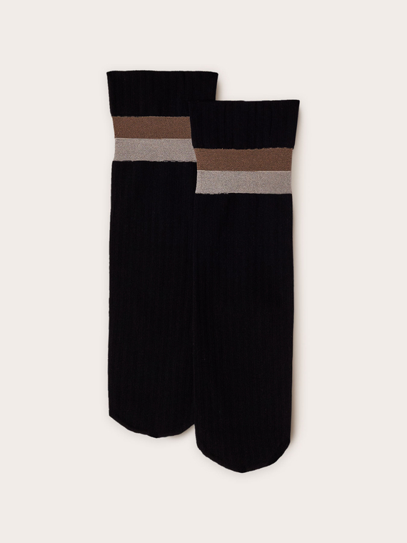 Calze corte velate con bordo a righe