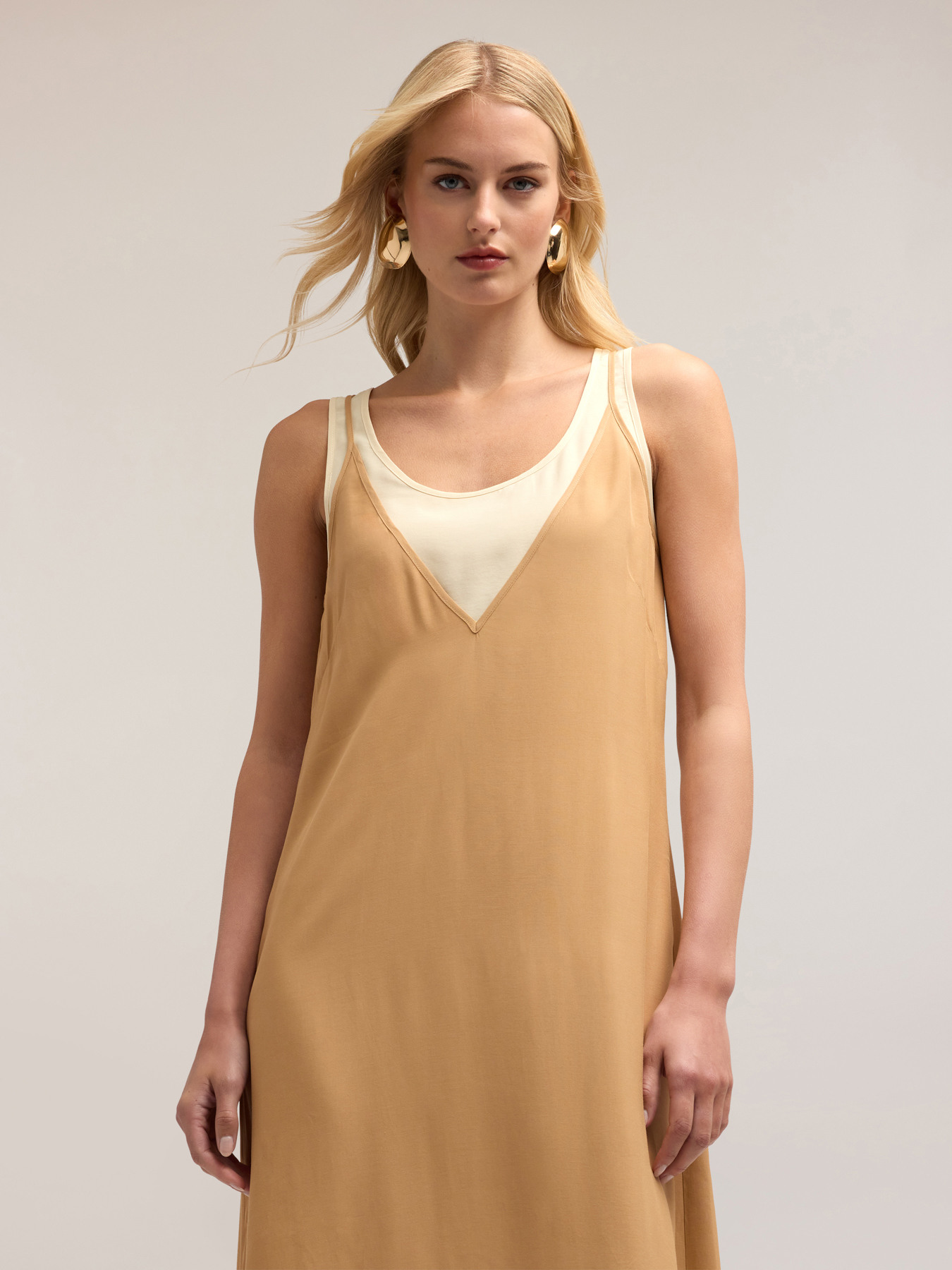 Long double viscose dress image number 3