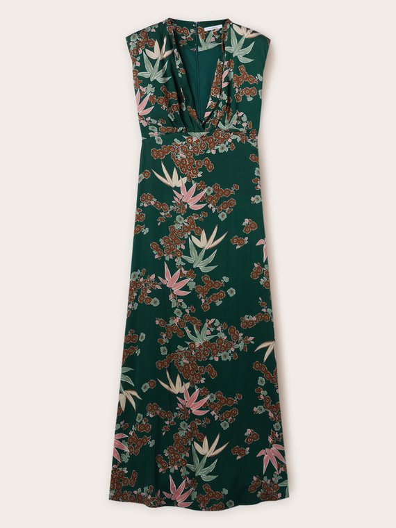 Long dec&ograve; patterned dress