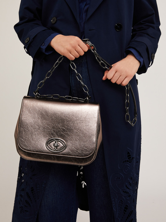 Medium bag in silver shimmer fabric