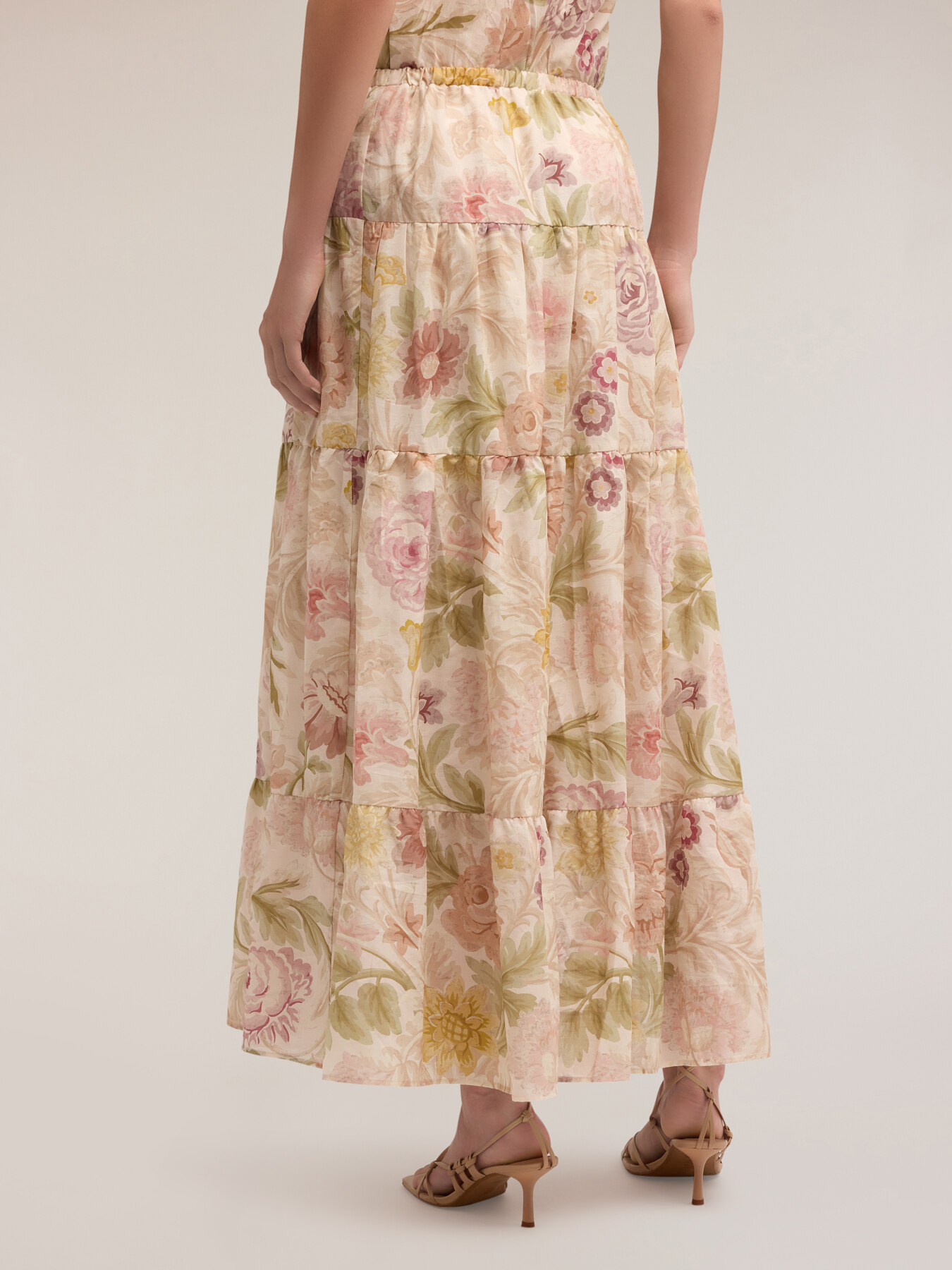 Langer Volant-Rock mit Blumenmuster image number 1