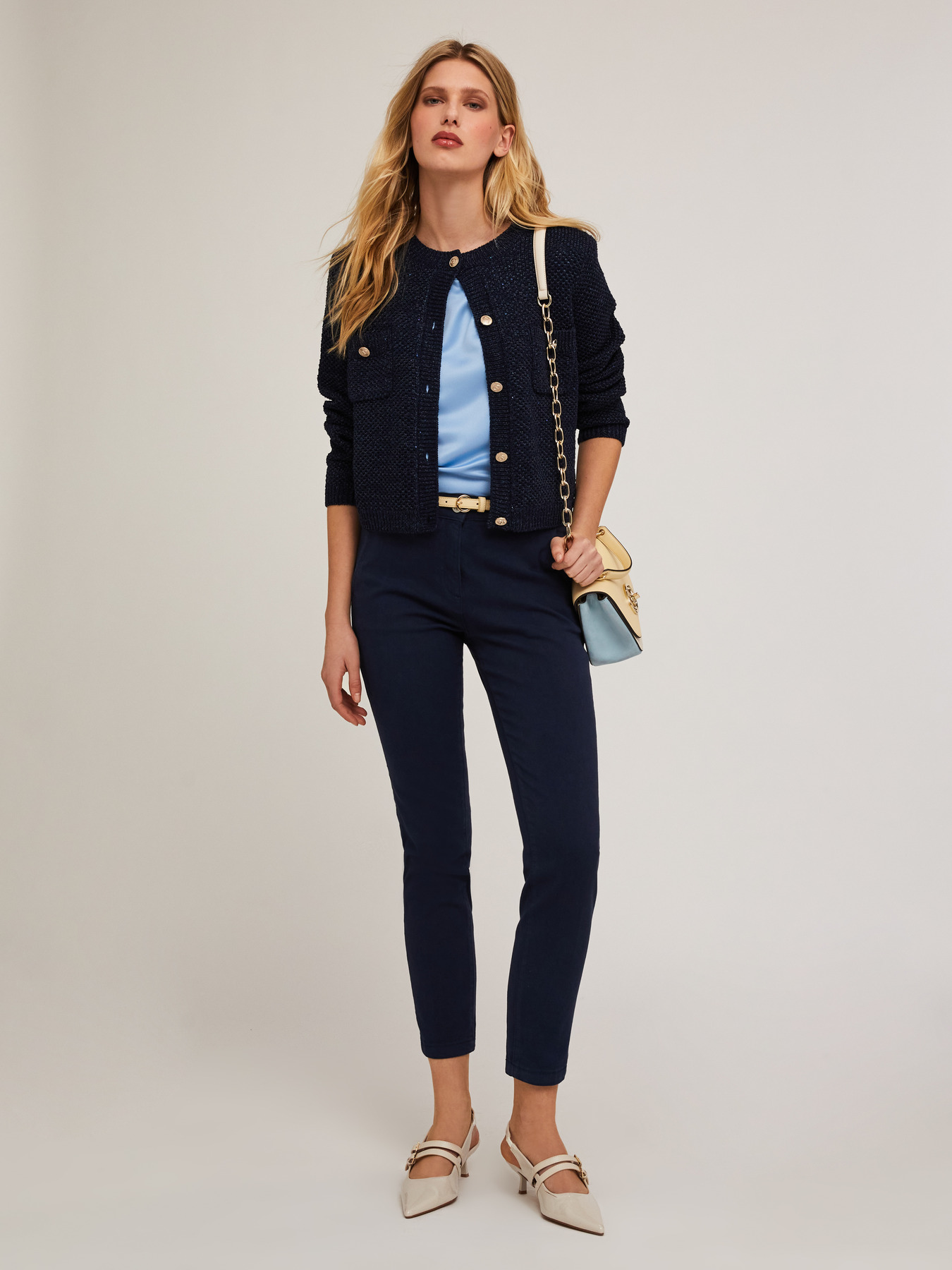 Knit cardigan with sequin thread image number 3