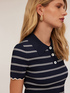 Striped pattern ribbed knit polo shirt image number 0