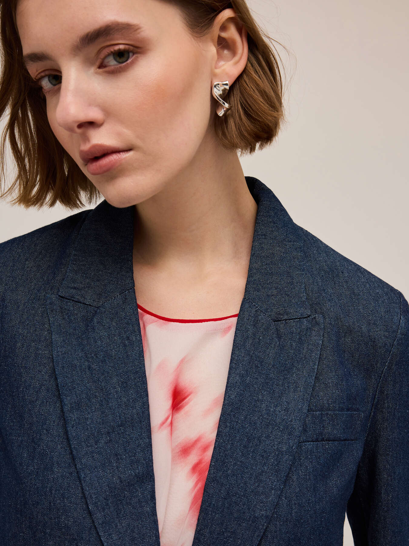 Blazer monopetto in denim misto lyocell image number 2