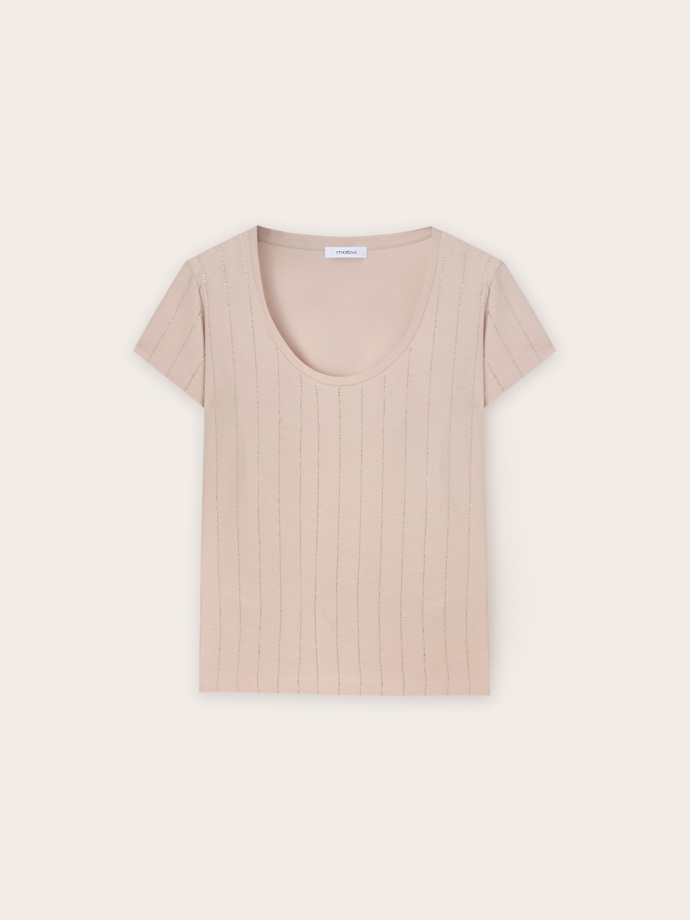 Camiseta de algod&oacute;n con rayas de pedrer&iacute;a image number 4