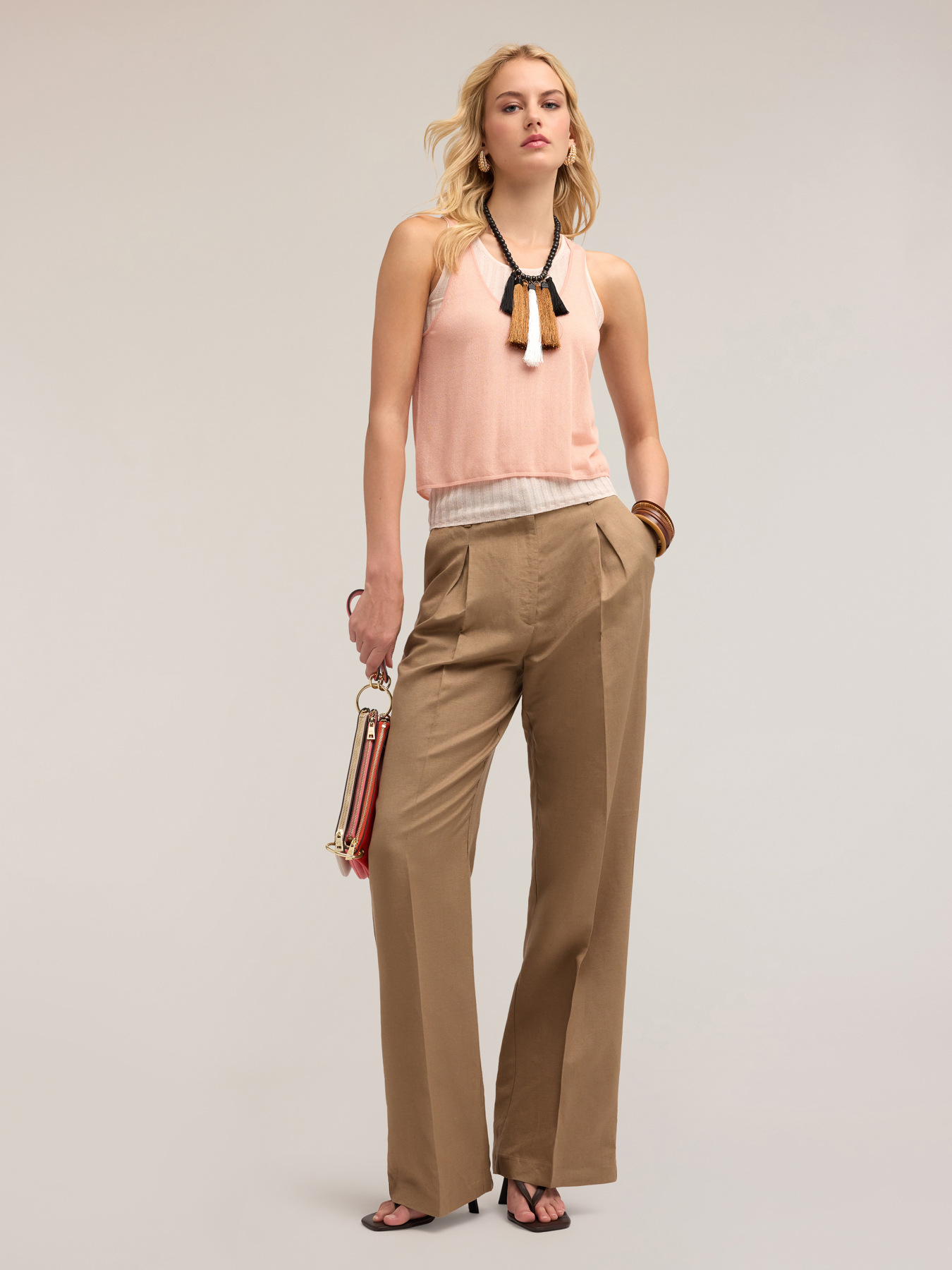 Jersey top with ribbed tank top image number 2