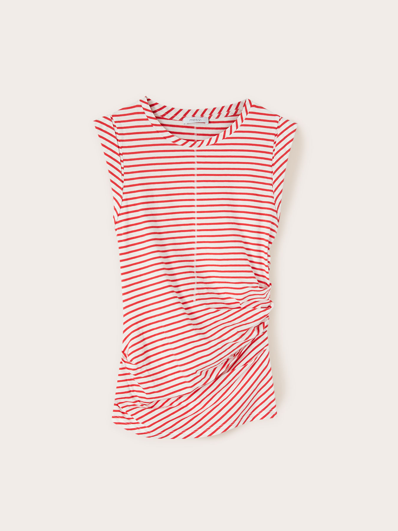 Sleeveless striped top with pleats image number 4