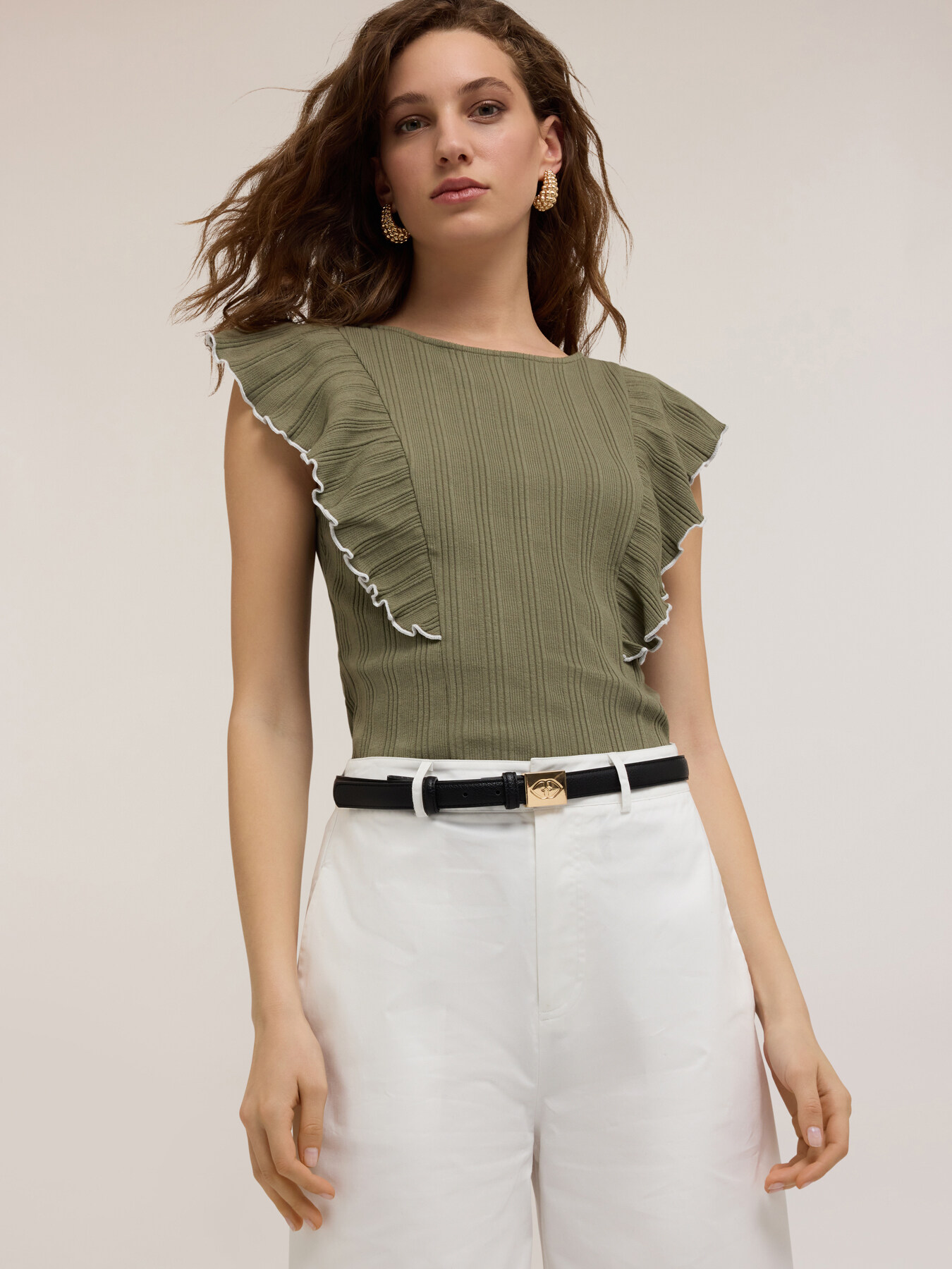 Ribbed sweater with ruching image number 2