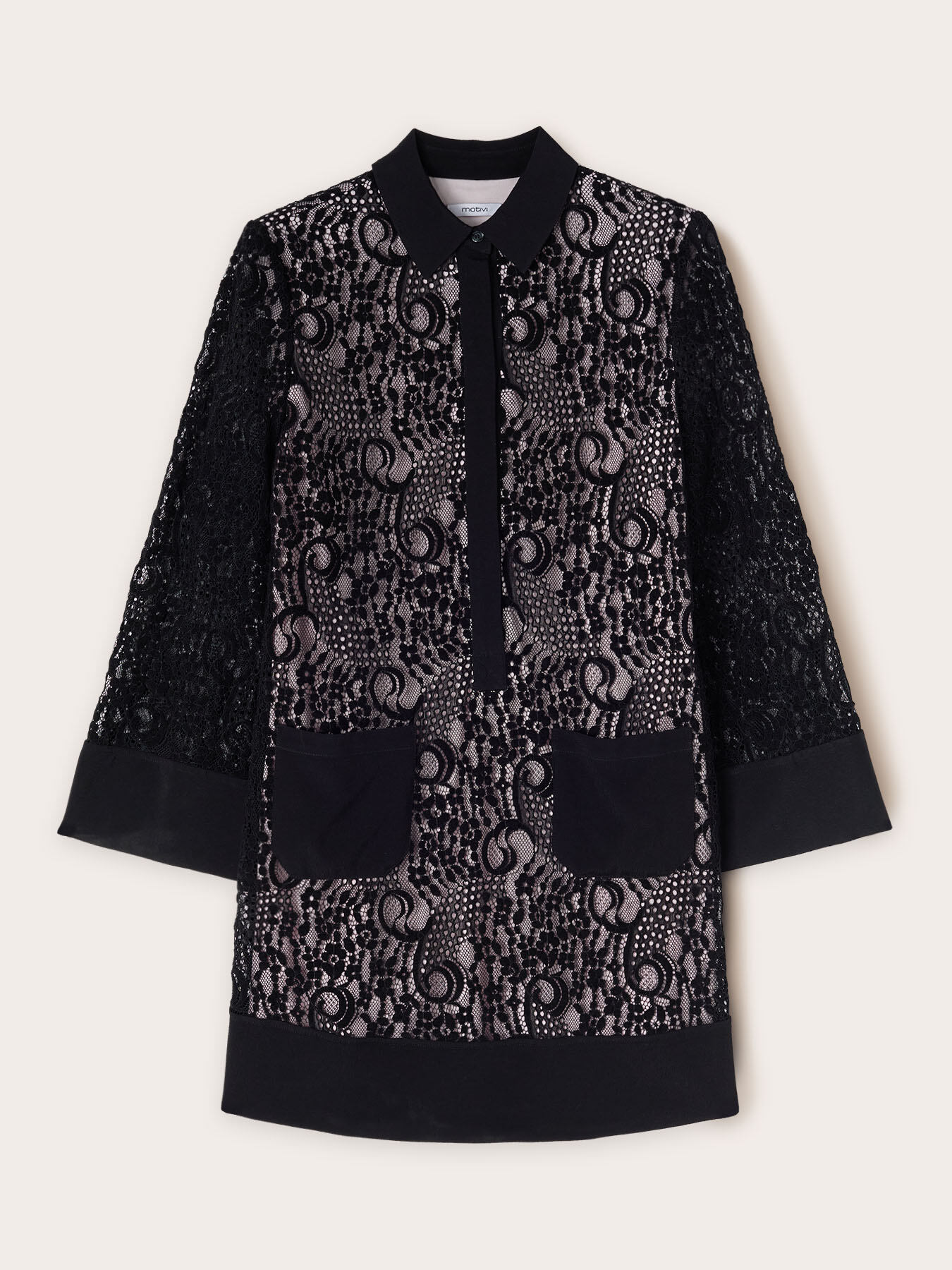 Robe chemisier en dentelle macram&eacute; image number 4