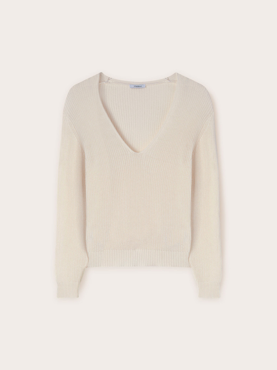 Pullover scollo a v in cotone