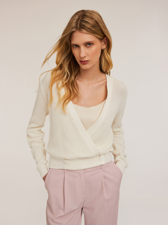 Cardigan ad incrocio in cotone