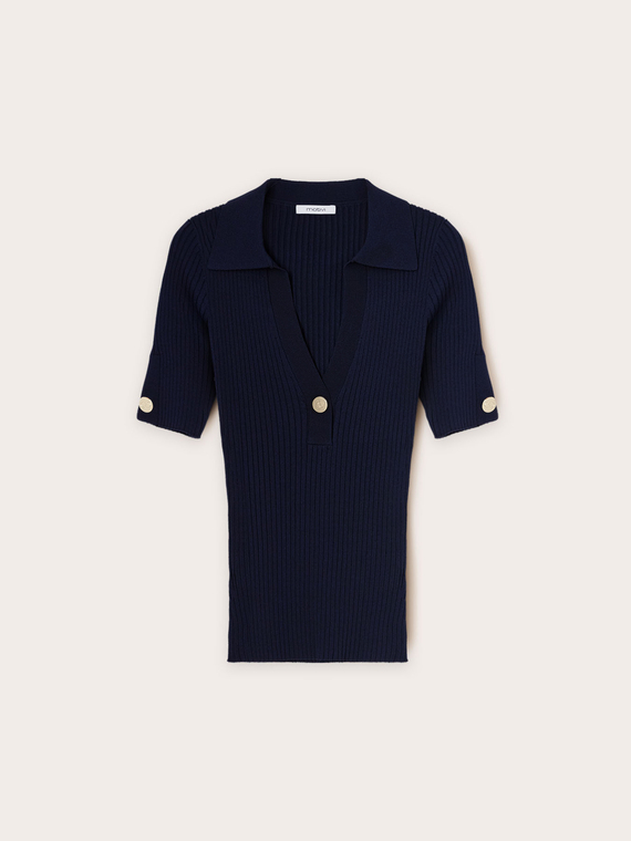 Polo in maglia a coste