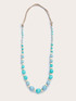 Collana lunga con perline in legno e rafia image number 1