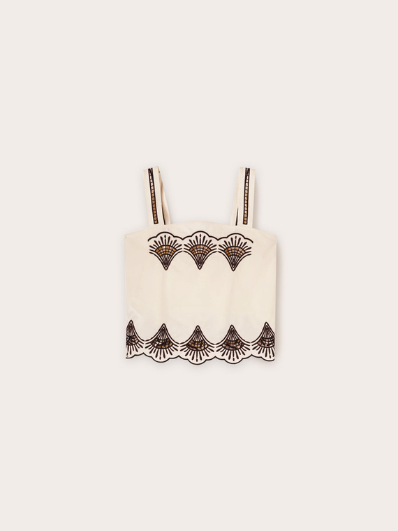 Top in cotone ricamato