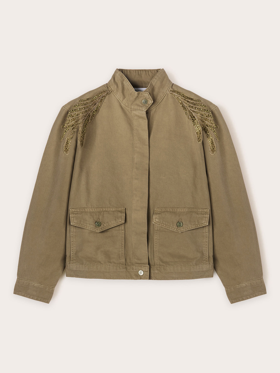 Giubbotto con patch ricamato