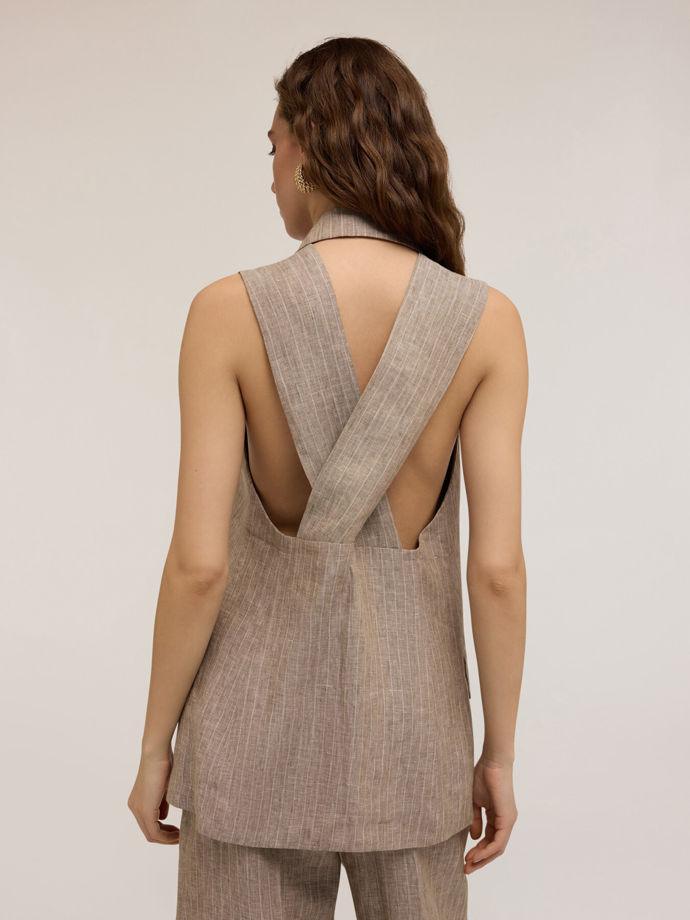 Linen pinstripe single-breasted waistcoat image number 1