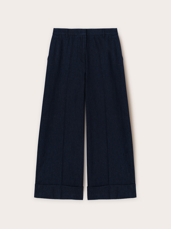 Pantaloni cropped in denim misto lyocell