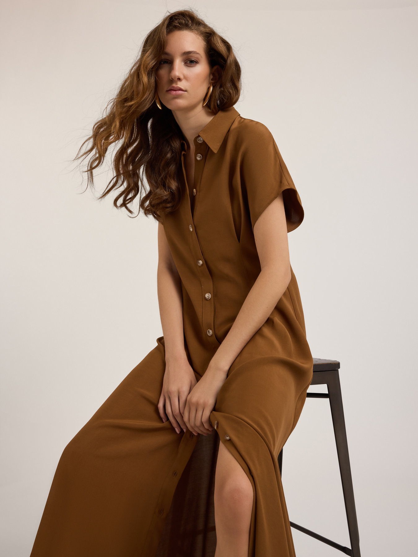 Langes Hemdblusenkleid aus Viskose image number 0