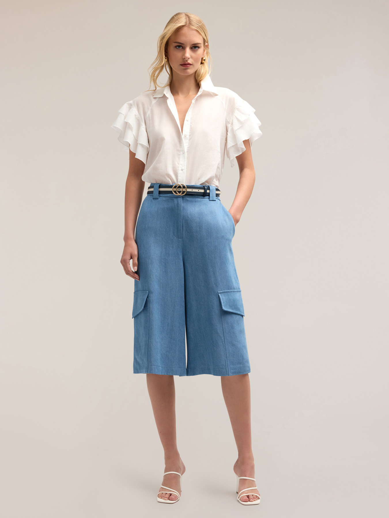 Camicia con maniche volant image number 3