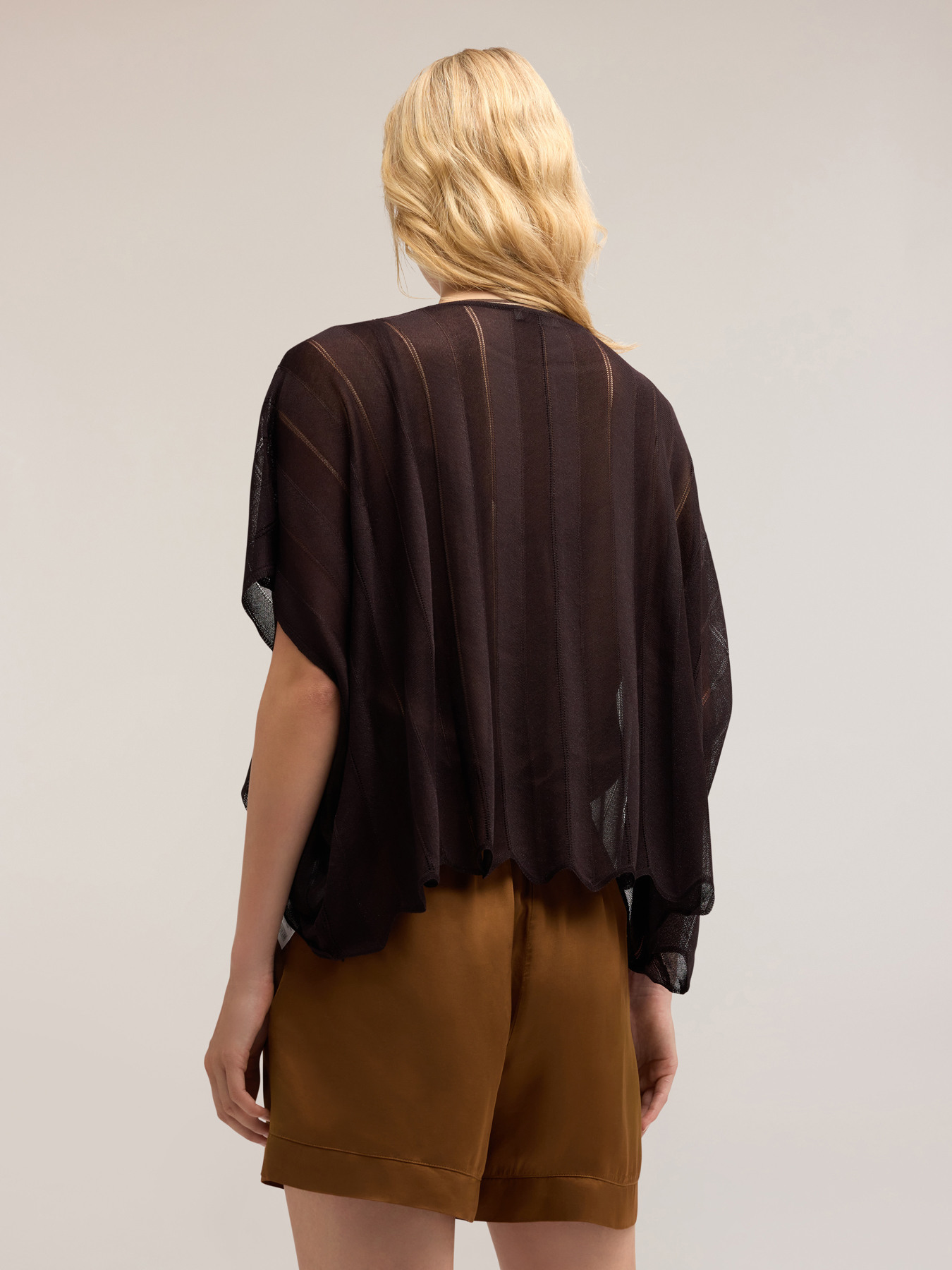 Lurex knit poncho image number 2